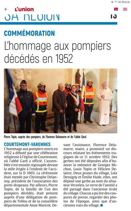 70è anniv. hommage aux pompiers de courtemont-varennes