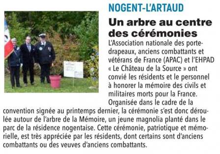 Article L'union, cérémonie du 16.11.2022 - Ehpad Nogent l'Artaud