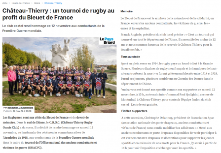 Article pays briard - tournoi rugby Bleuet de France