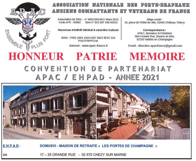 convention APAC / EHPAD CHEZY SUR MARNE 2021