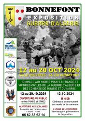 12 au 20.10.2024 : Exposition sur la guerre d'Algérie - Bonnefont (65)