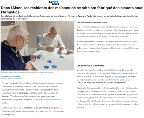 Article de presse confection bleuets de france pays briard